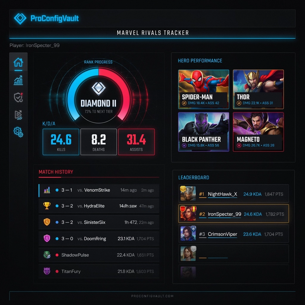 marvel rivals tracker stats rank match history guide