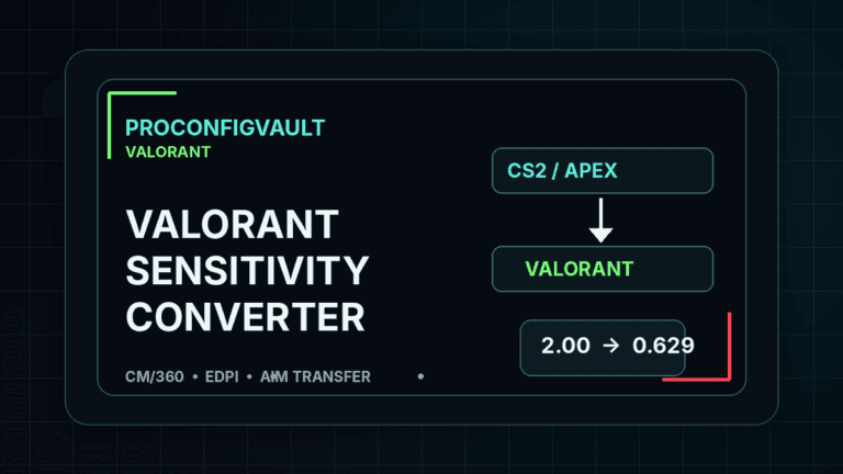 Valorant sensitivity converter calculator for CS2 Apex and Overwatch by ProConfigVault