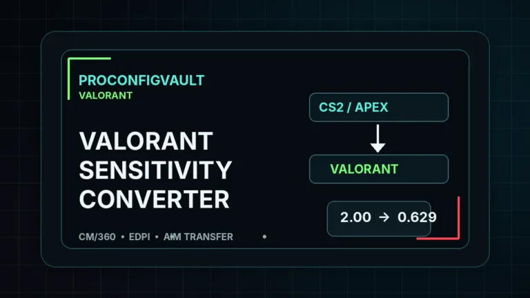 Valorant sensitivity converter calculator for CS2 Apex and Overwatch by ProConfigVault