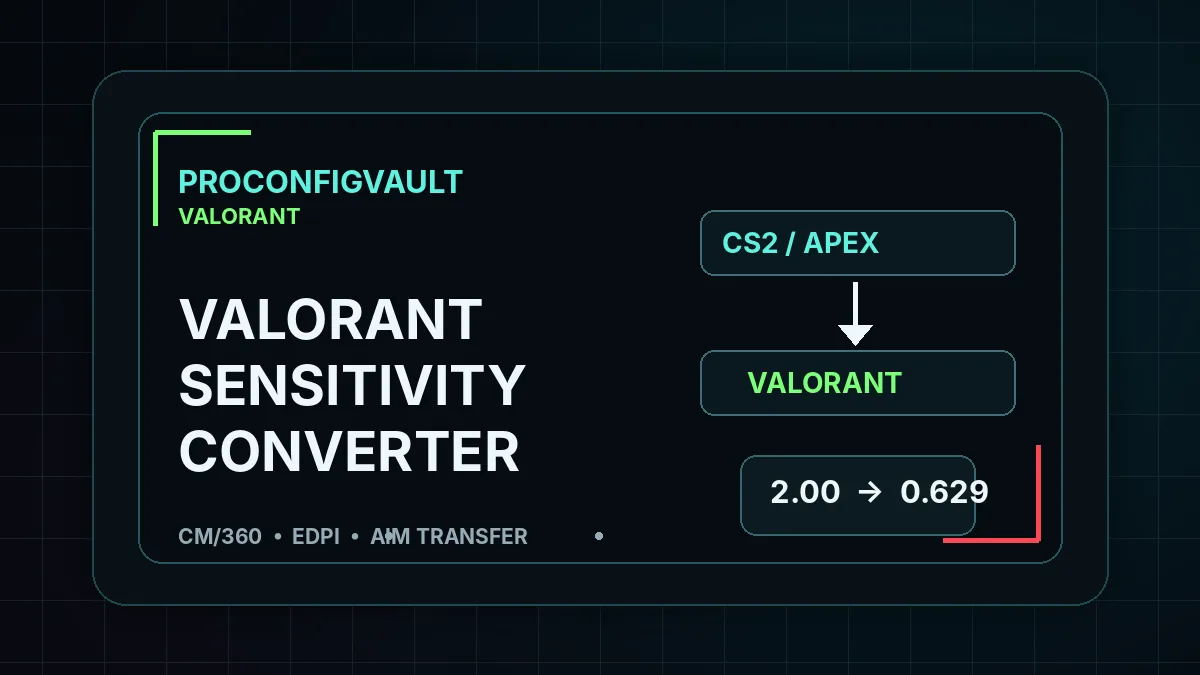 Valorant sensitivity converter calculator for CS2 Apex and Overwatch by ProConfigVault